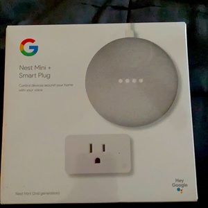 New never open. Google Nest mini + smart plug.